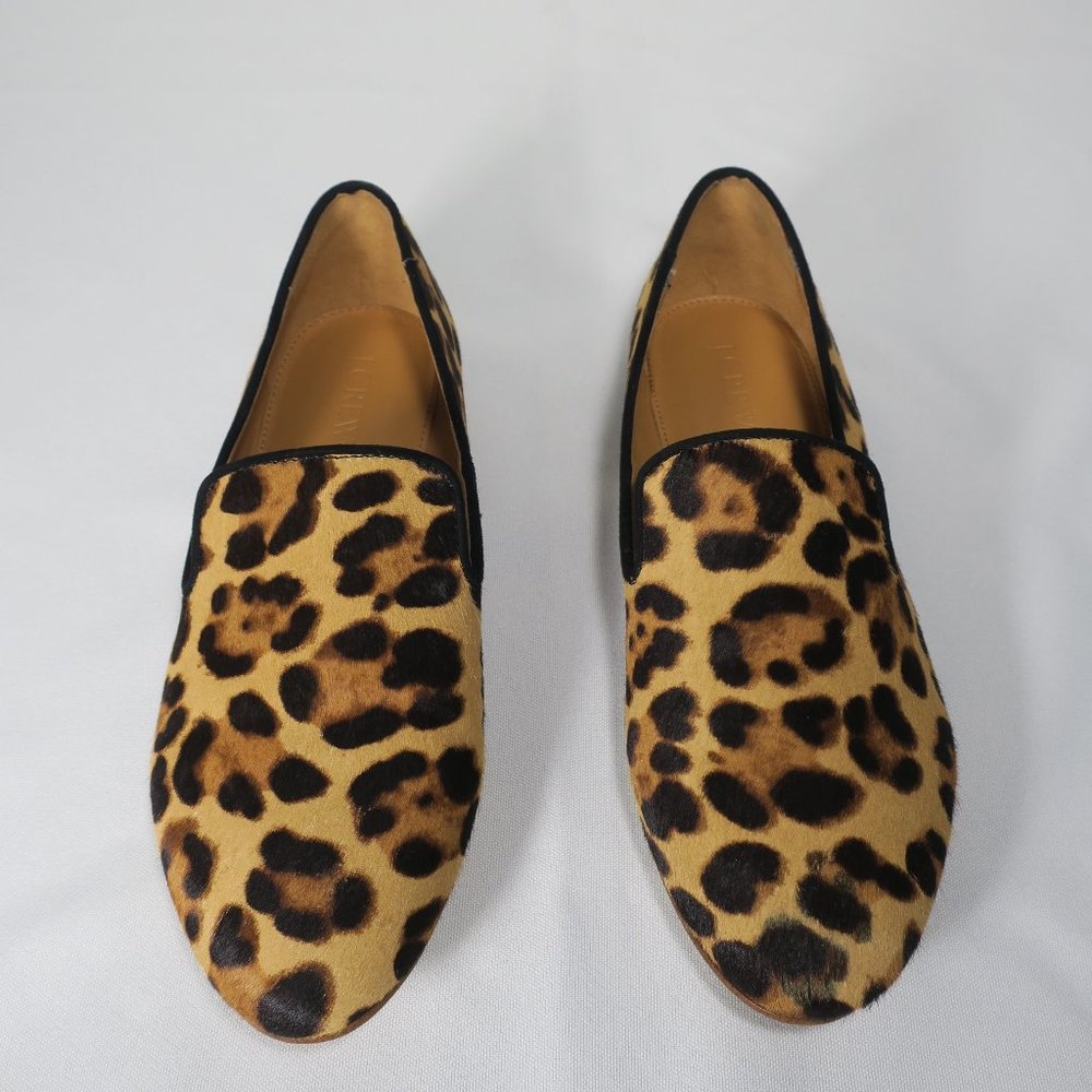 J CREW Leopard Print Calf Hair Loafers Flats 7.5